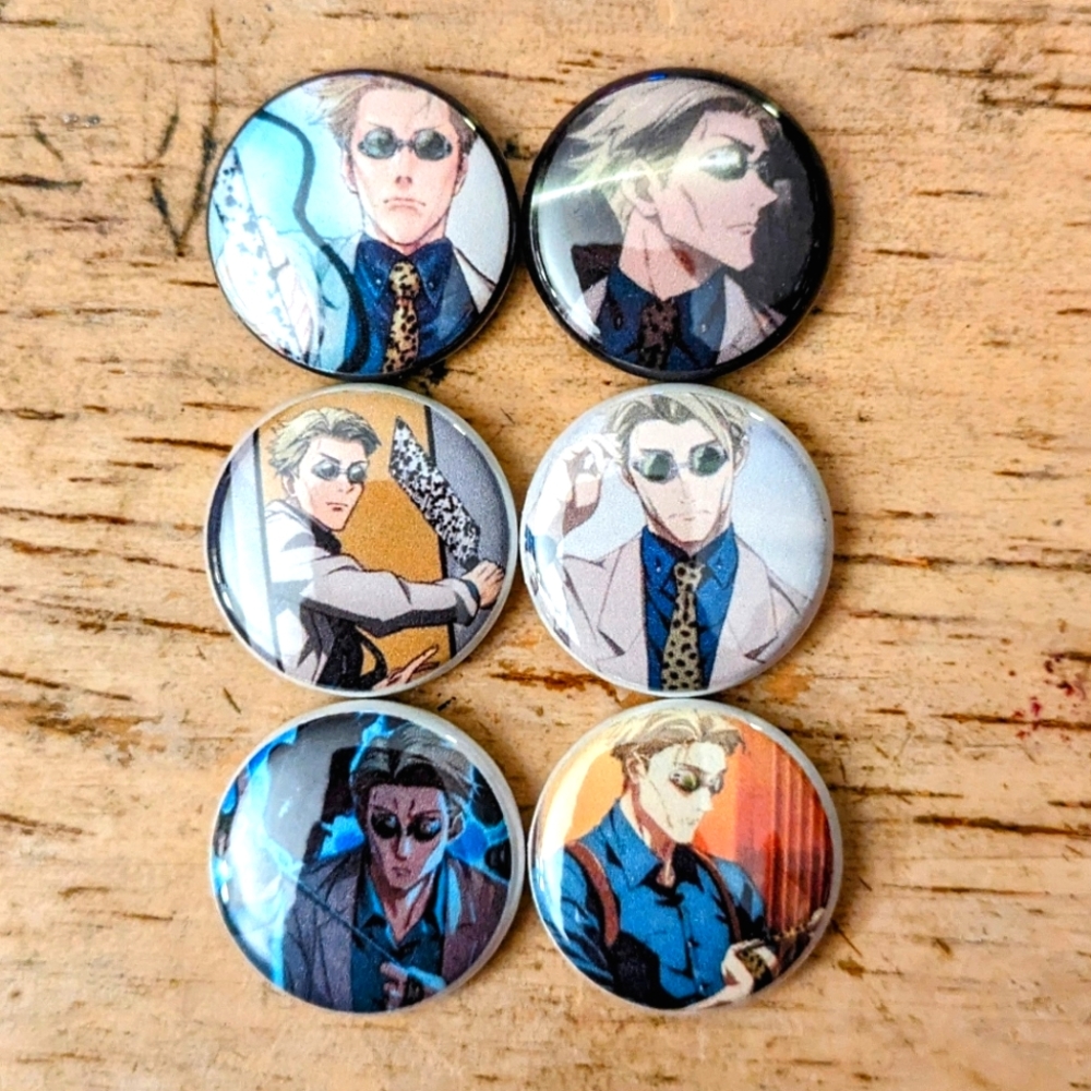 Jujutsu Kaisen Nanami Kento 1 inch set of 6 pinback buttons